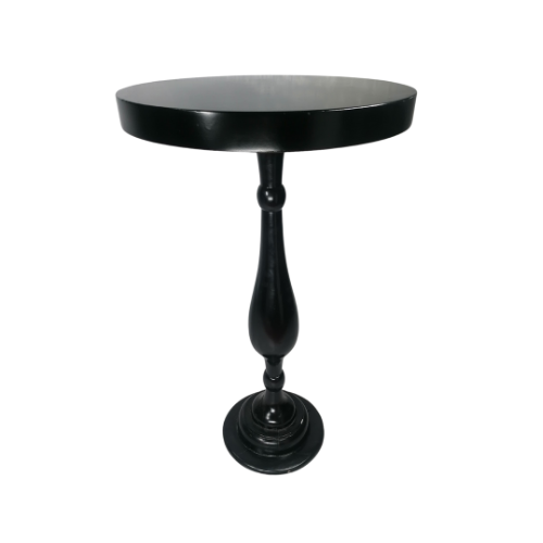 Yuvarlak Siyah Bistro 60cm çap 110cmy