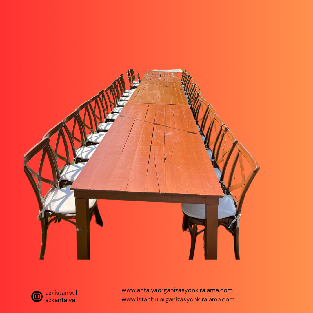 Ahşap Masa (Koyu Renk) 240cmX100cm