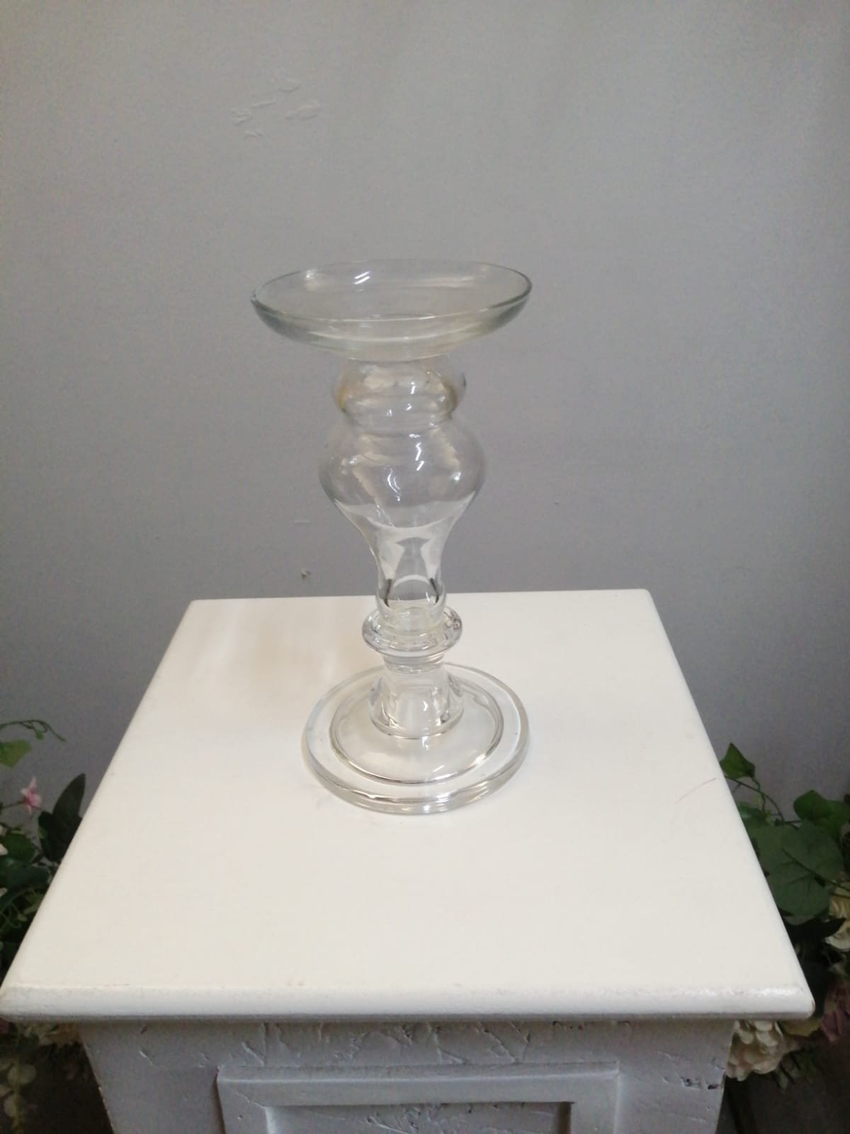Tombul şeffaf mumluk büyük 29cm