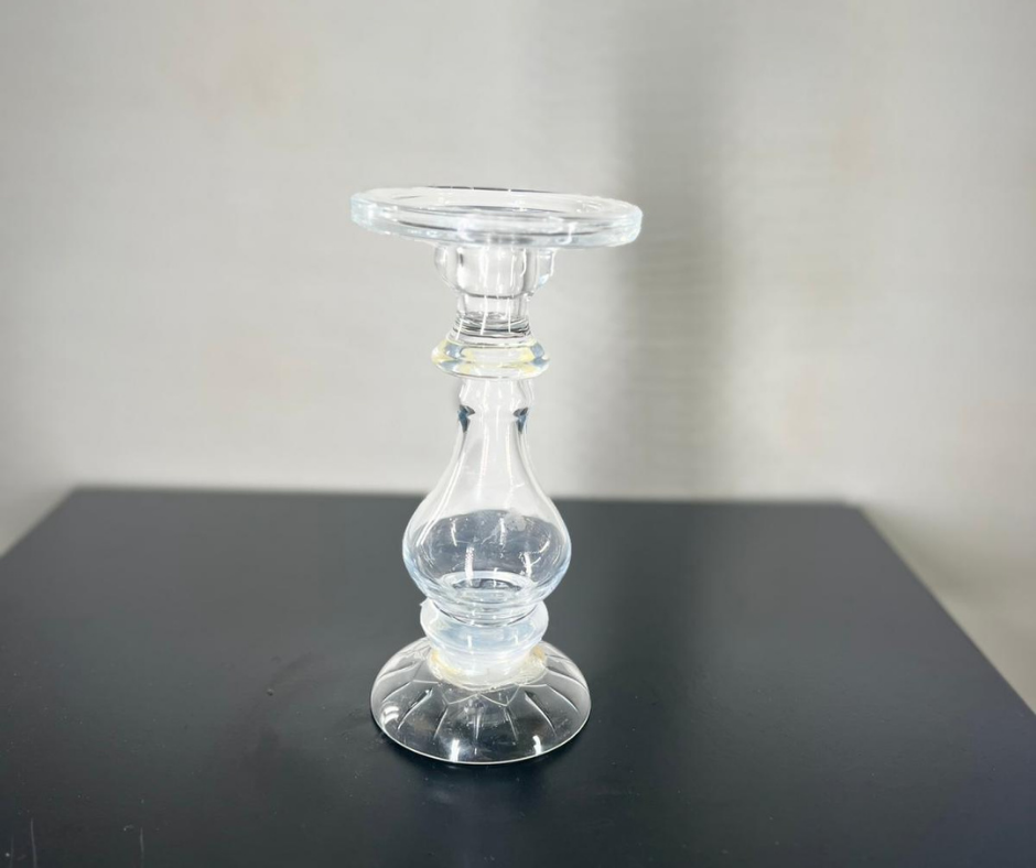 Tombul şeffaf mumluk küçük 22cm