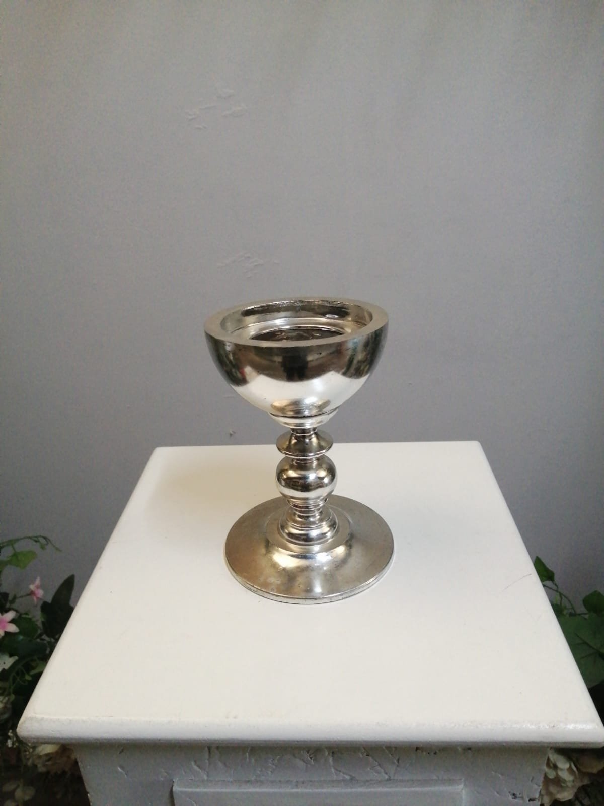 Blok Gümüş Mumluk 17cm