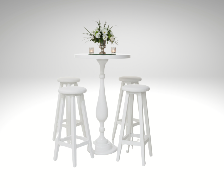 Yuvarlak Beyaz Bistro 60cm çap 110cmy