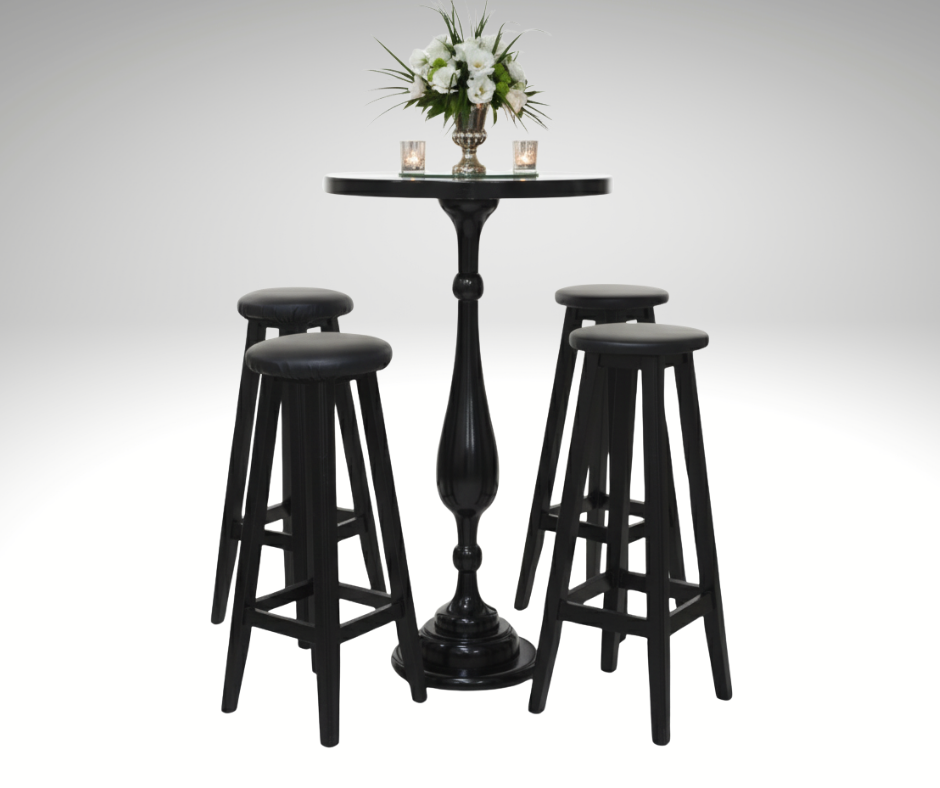 Yuvarlak Siyah Bistro 60cm çap 110cmy