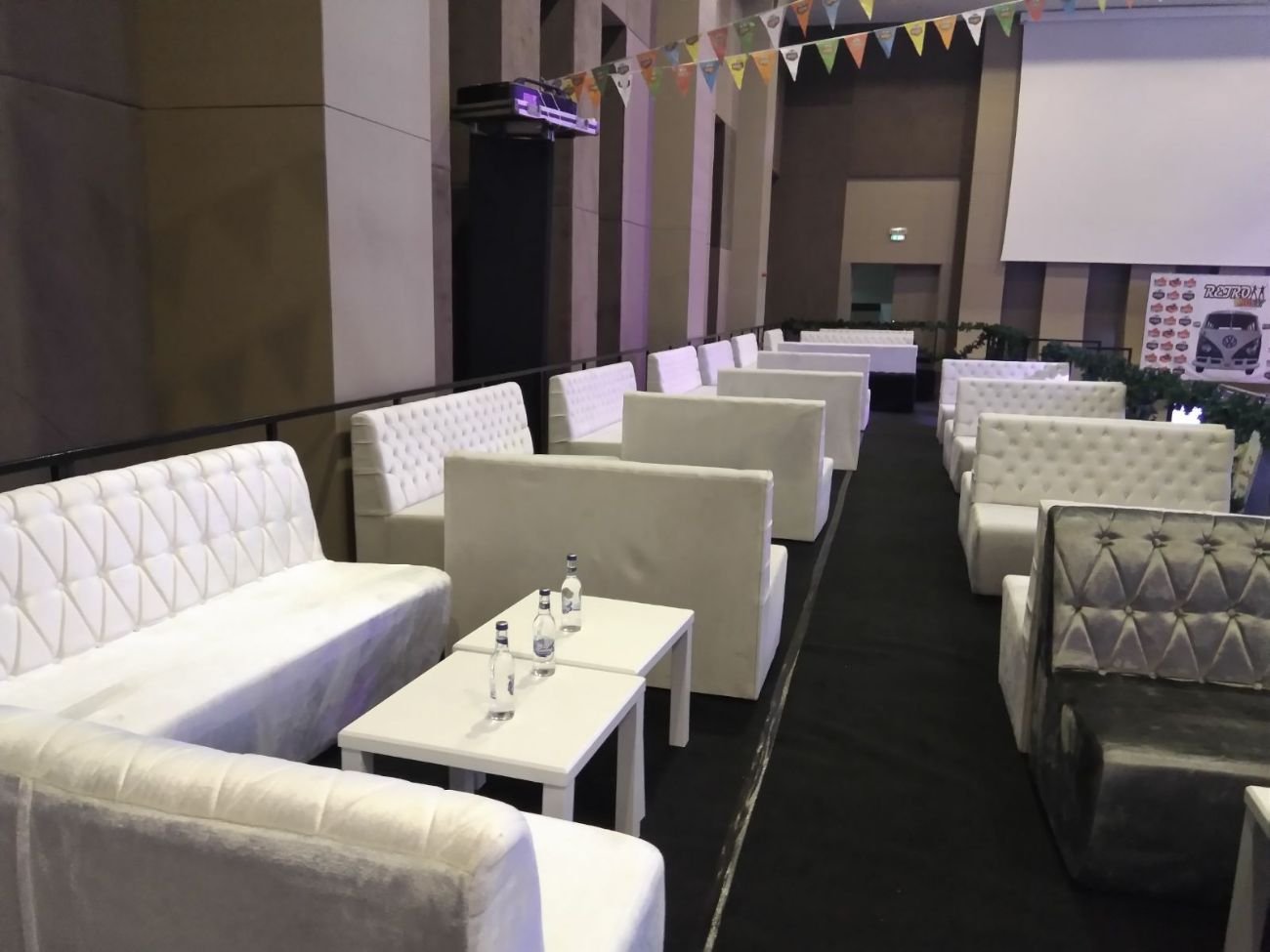 Beyaz Kumaş 3lü Koltuk